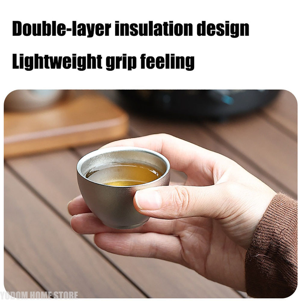 Outdoor Hunting Kitchen - Small 100% Titanium Tea Cup Double