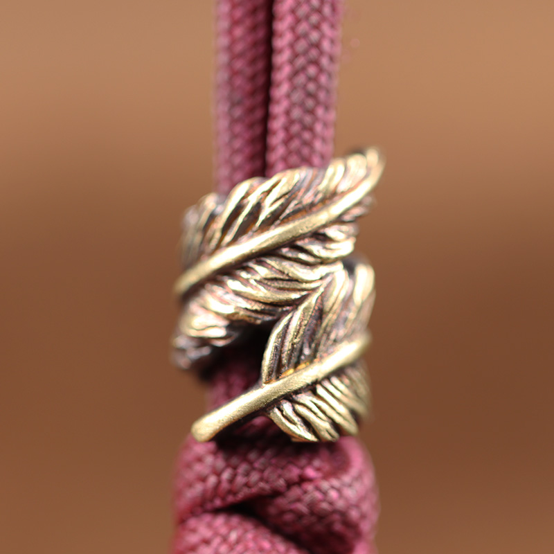 Paracord Survival Bracelet - Plume Brass Knife Beads EDC Outdoor