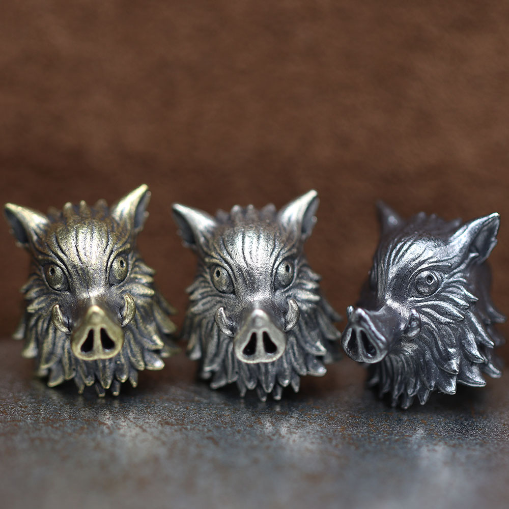 Cute Boar Head Brass Knife Bea - Paracord Survival Bracelet recension och pris