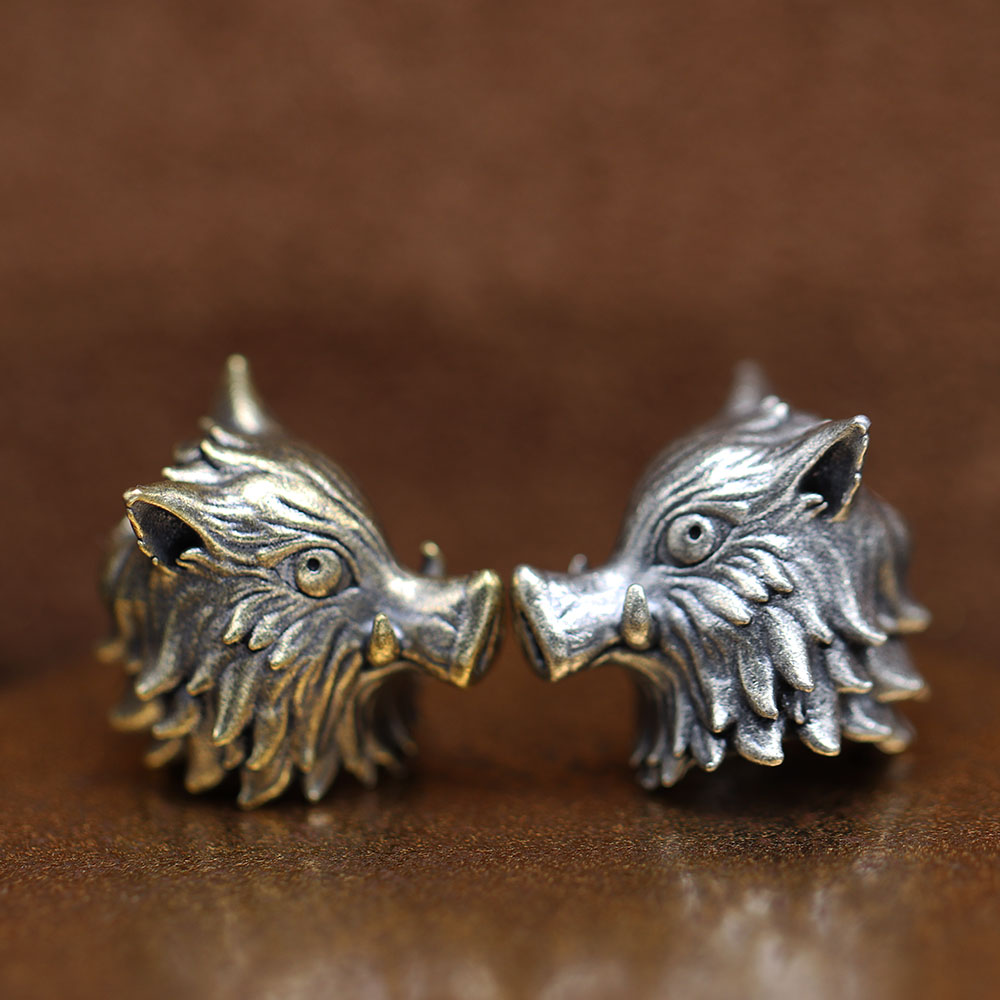 Cute Boar Head Brass Knife Bea - Paracord Survival Bracelet recension och pris
