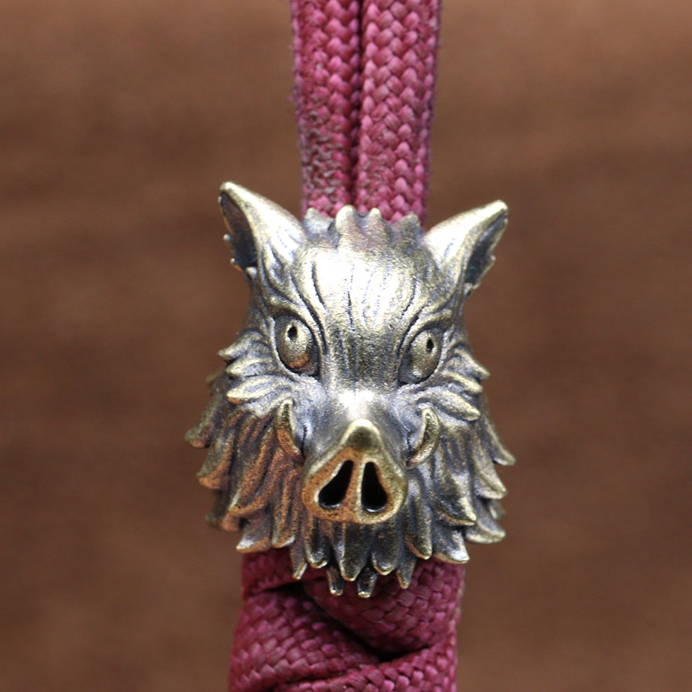 Cute Boar Head Brass Knife Bea - Paracord Survival Bracelet recension och pris