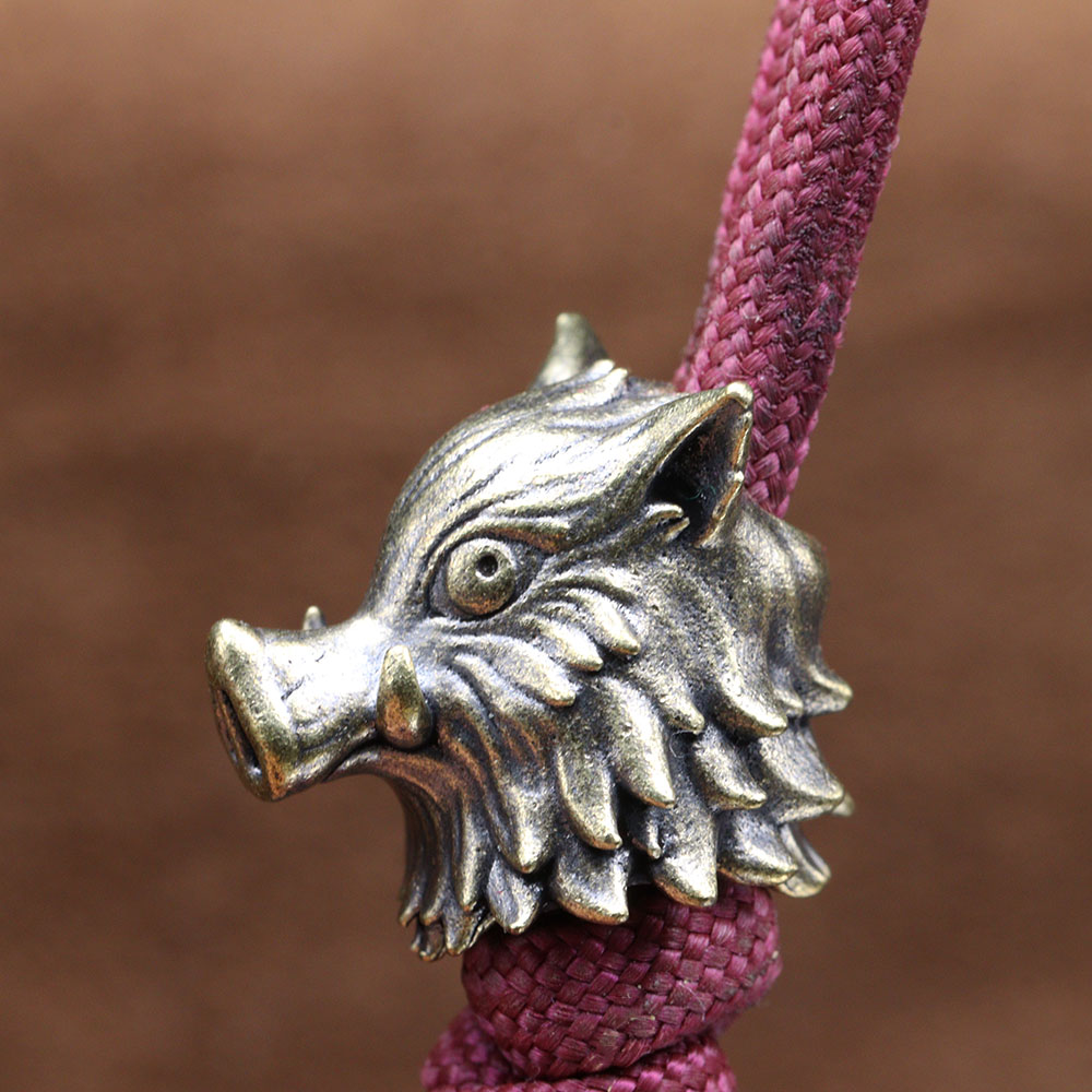 Cute Boar Head Brass Knife Bea - Paracord Survival Bracelet recension och pris