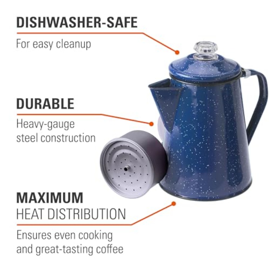 Percolator Coffee Pot Enamelwa - Hunting Camp Outdoor Kitchen recension och pris